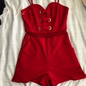 Red short jumpsuit